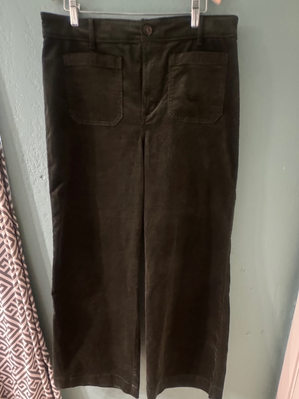 LOFT Curvy Dark Green Corduroy Pants